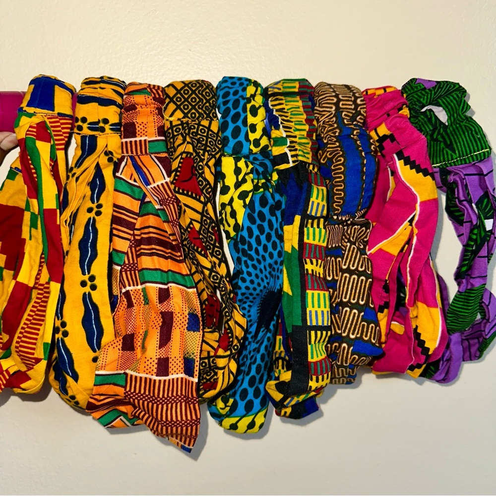 Handmade Akara/Kente Fabric Headbands Bundle of 9